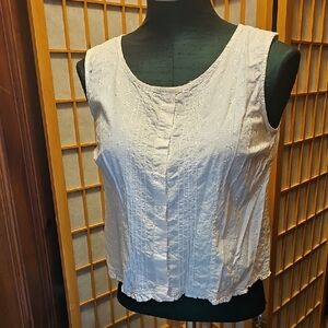 Faded Glory Cream Embroidered Sleeveless Top